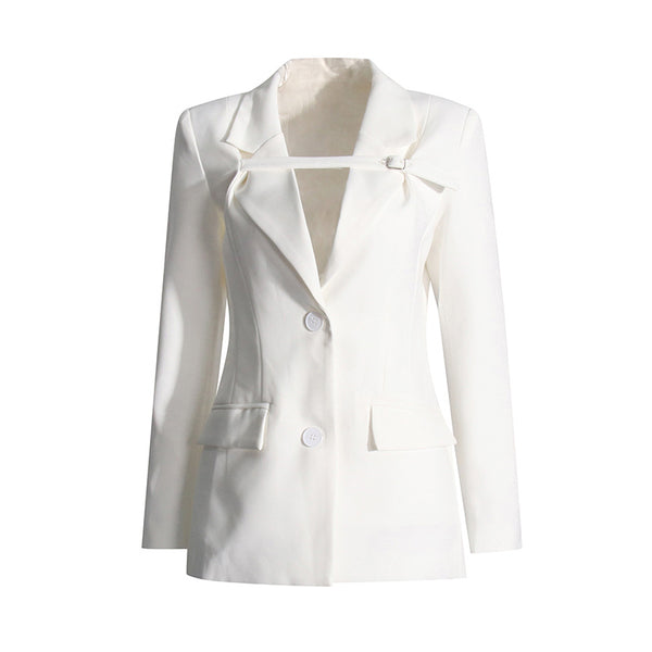 Blazer Slim Fit Patchwork para Mujer - Diseño Moderno y Versátil - Image 10