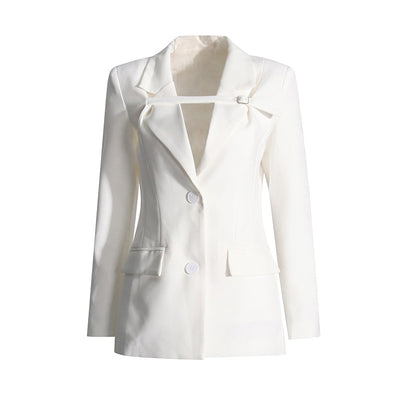 Blazer Slim Fit Patchwork para Mujer - Diseño Moderno y Versátil - Image 10