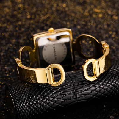 Pulsera de Acero Inoxidable con Cristales y Reloj Cuadrado - Image 12