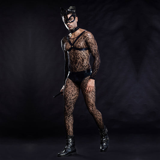 Traje Sensual Transparente para Hombre - Diseño Perspectiva Completo