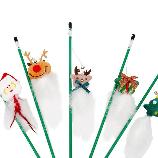 Juguete Interactivo Bastón para Gatos - Diseño Divertido Reno Navideño