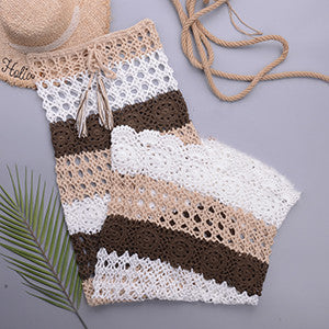Falda Larga de Playa Tejida a Mano con Blusa Protectora Solar y Diseño Hueco - Image 6