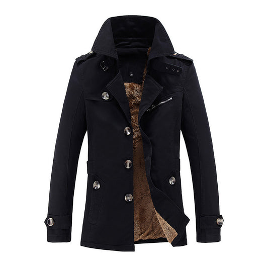 Abrigo Trench Largo Holgado con Cuello de Solapa Acolchado en Terciopelo - Image 2