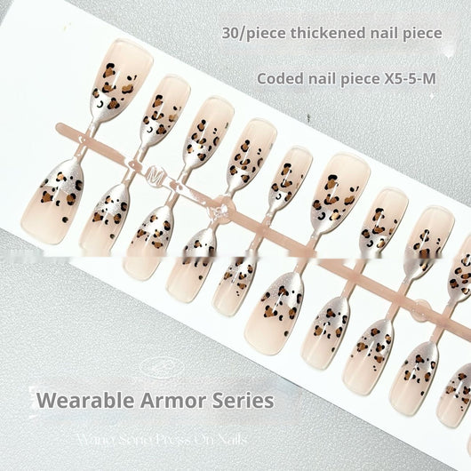 Uñas Postizas Leopardo Estilo Francés - Armadura de Temperamento - Image 5