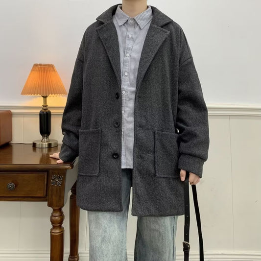 Abrigo de Lana Holgado para Hombre - Otoño e Invierno con Forro de Algodón - Image 2