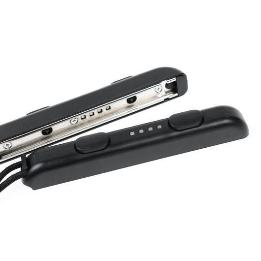 Two black Nintendo Switch Joy-Con wrist straps, one showing internal metal rail, the other with buttons and lanyard. - Image 15
