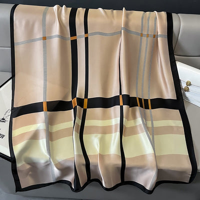 Pañuelo de Seda Sintética a Cuadros - Elegante Chal Versátil - Image 18