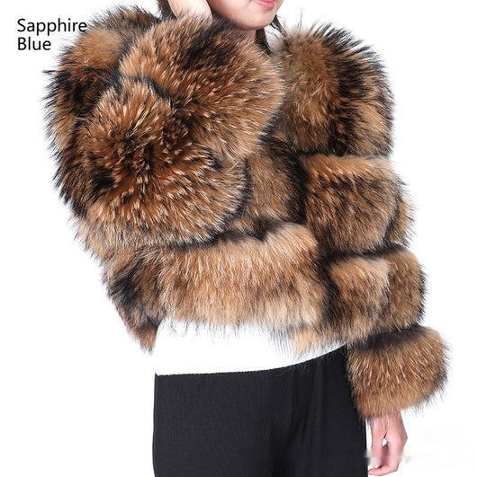 Abrigo de Piel de Mapache Corto para Mujer - Cuero y Fur Premium - Image 5