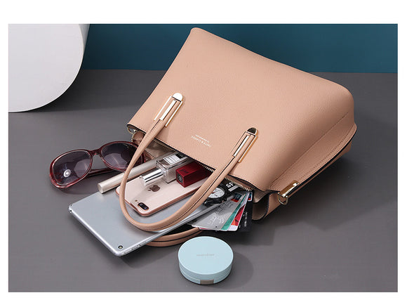 Bolso Mensajero de Cuero Negro para Mujer - Gran Capacidad