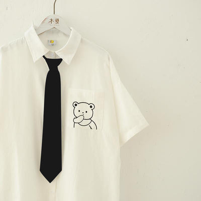 Camisa Escolar Suelta Estilo Japonés con Corbata - Manga Corta Versátil - Image 6