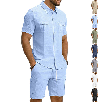 Conjunto Camisa Tipo Polo con Solapa y Shorts Multibolsillos - Image 12