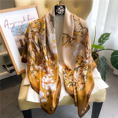 Pañuelo Cuadrado de Satén Estampado Cashew para Mujer - Image 30