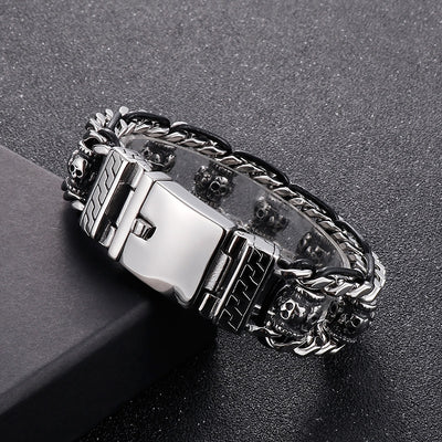 Pulsera de Acero Inoxidable Calavera Retro para Halloween - Image 18