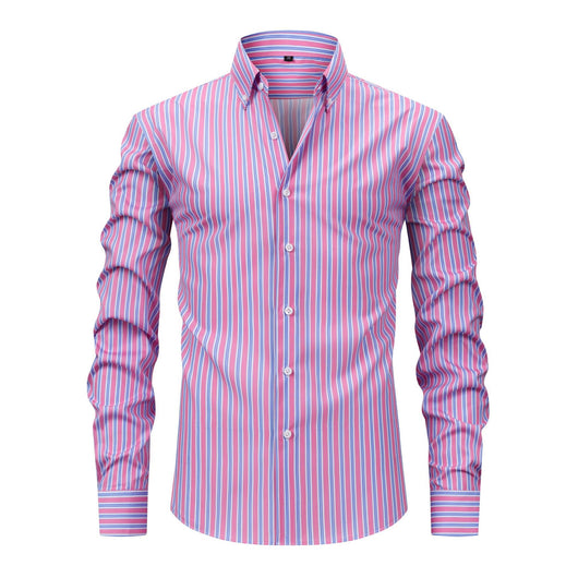 Camisa Estampada Digital a Rayas con Cuello Solapa - Manga Larga para Hombre - Image 4