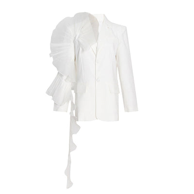 Chaqueta Mesh Suelta con Volantes - Estilo Casual Moderno - Image 9
