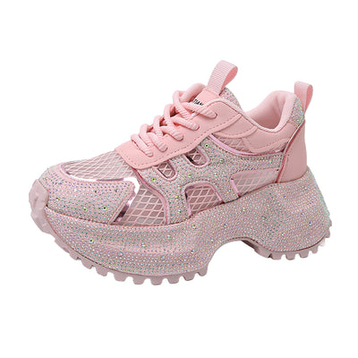 Zapatillas Deportivas Plataforma Gruesa para Mujer con Brillo y Cristales - Amarillo Claro - Image 10
