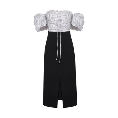 Vestido Largo de Verano con Abertura Lateral y Hombro Descubierto en Encaje - Image 6