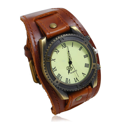 Reloj Pulsera Vintage Punk en Cuero Genuino Ajustable para Hombre - Image 7
