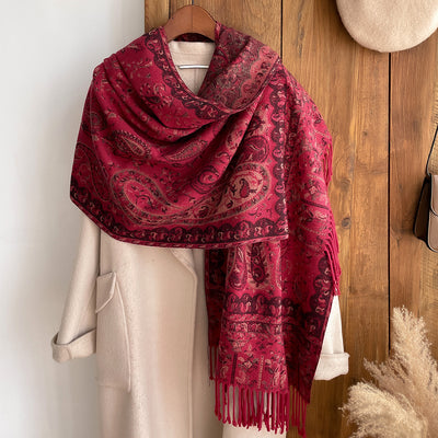 Pañuelo Étnico Retro con Estampado Jacquard y Motivos Paisley - Image 3