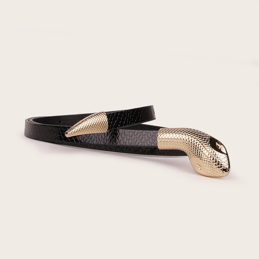 Cinturón de Cuero Charol con Diseño Piel de Serpiente y Cierre de Presión - Image 7