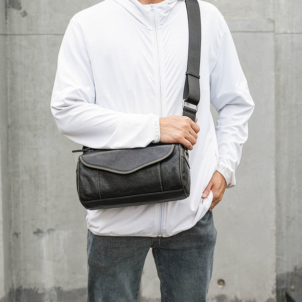 Bolsa Crossbody de Cuero Curtido al Vegetal para Hombre - Estilo Vintage