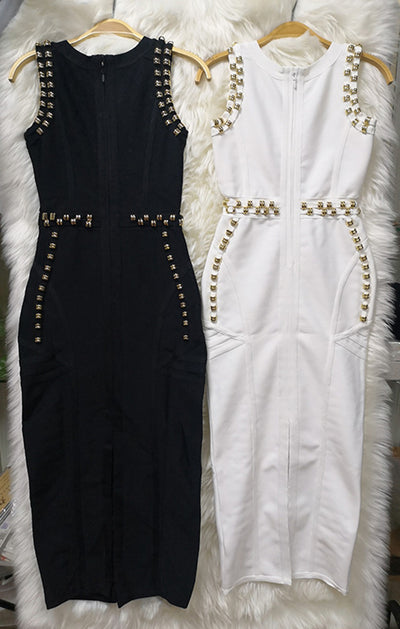 Vestido Midi Elegante con Detalles de Remaches y Brillos - Image 14