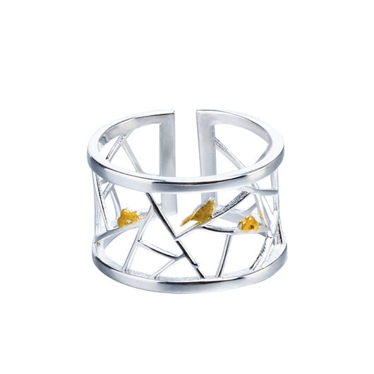 Anillo Ancho Irregular con Diseño de Pájaro - Image 7