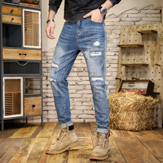 Jeans Slim Fit Rectos con Detalles de Rotos y Contraste de Color - Image 16