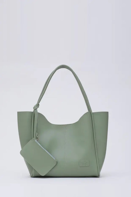 Bolso de Cuero Sintético Verde Menta con Billetera y Neceser