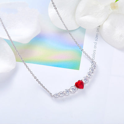 Collar de Plata con Cristal Rojo - Colgante Romántico para Mujer - Image 8