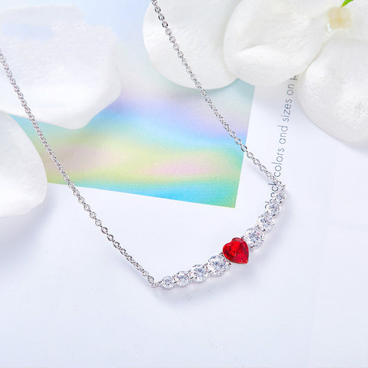 Collar de Plata con Cristal Rojo - Colgante Romántico para Mujer - Image 8