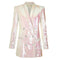 Blazer Largo Doble Botonadura con Lentejuelas para Mujer