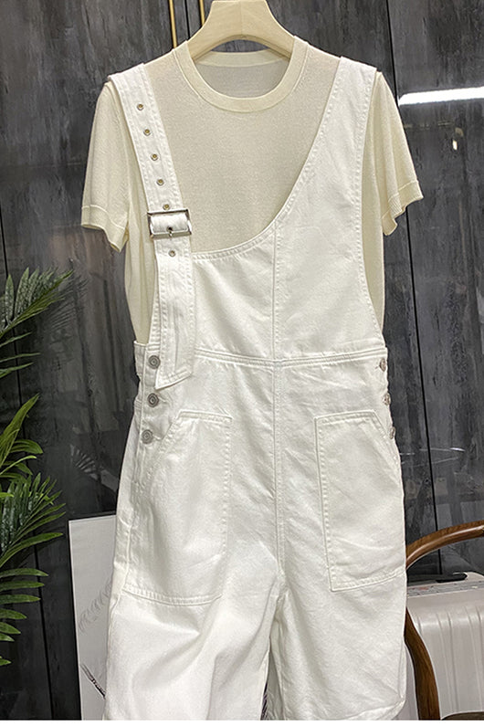 Shorts de Mezclilla Cintura Alta Suelta con Tirantes para Mujer - Image 9