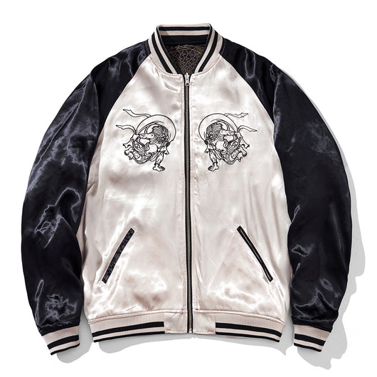 Chaqueta Beisbolera Reversible con Bordados - Estilo Casual Resistente - Image 3