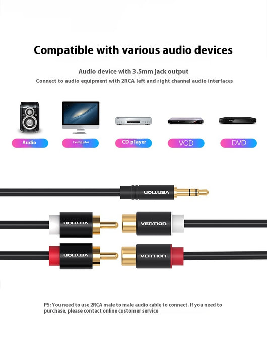 Cable de Audio 3.5mm con Conectores Giratorios Doble Lotus - Image 7