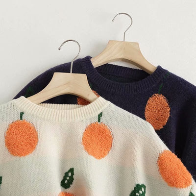 Suéter Suelto para Mujer con Estampado de Frutas Jacquard - Image 5