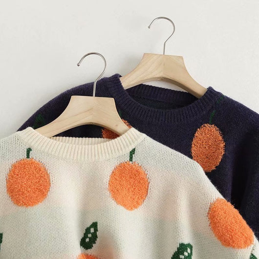 Suéter Suelto para Mujer con Estampado de Frutas Jacquard - Image 5