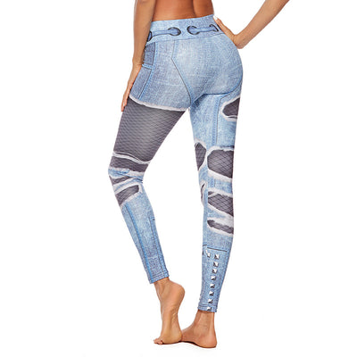 Pantalones de Yoga Denim Rotos con Levantamiento de Cadera - Image 7