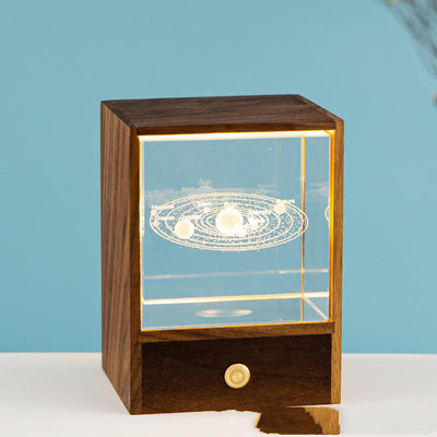 Lámpara Nocturna de Cristal con Diseño de Alce y Nubes - Caja de Madera - Image 4