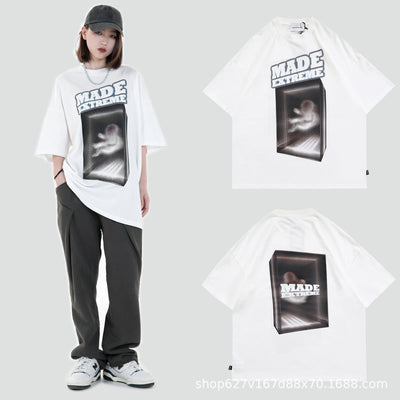 Camiseta Suelta Negra Estampada de Manga Corta - Estilo Verano - Image 11