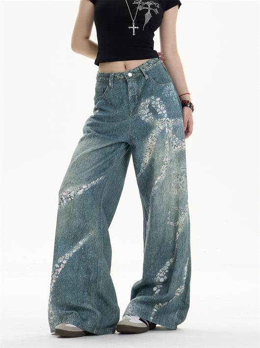 Pantalones Jeans Anchos con Estampado de Moño - Image 18