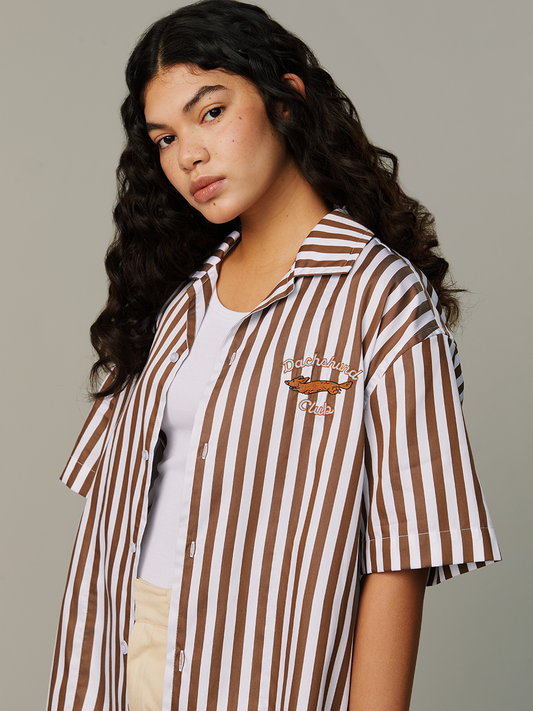 Camiseta Retro Japonesa a Rayas Marrones - Image 2
