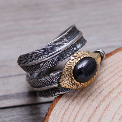 Anillo de Granate Vintage con Pluma Declarativa para Mujer - Image 2