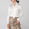 Blusa feminina de seda Mulberry com decote em V e laço grande