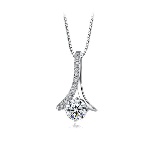 Collar de Plata con Colgante de Diamante Espiga para Mujer