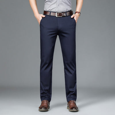 Pantalones Casuales Hombre Cuadros Rectos Elásticos Talla Grande - Image 8