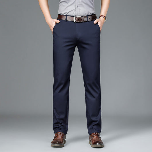 Pantalones Casuales Hombre Cuadros Rectos Elásticos Talla Grande - Image 8