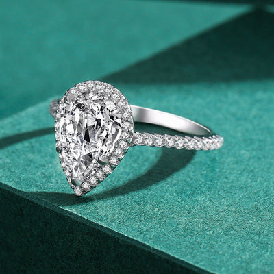 Anillo de Plata 925 con Diamante Simulado Tipo Huevo de Paloma - Image 3