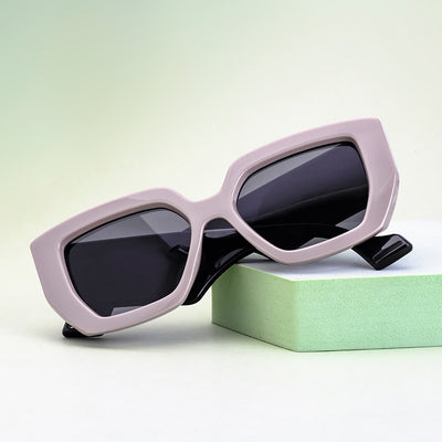 Cream wide leg sunglasses with a bold square frame and dark lenses, perfect for fashion wear and sun protection. - Image 18