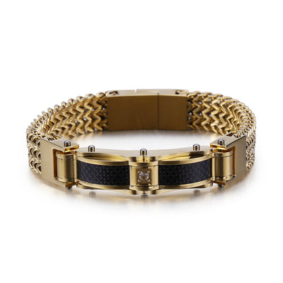 Pulsera para Hombre en Acero Inoxidable Dorado con Diamantes - Image 6